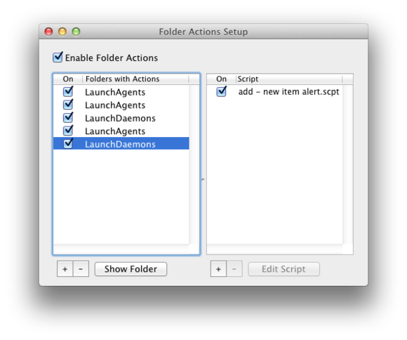 folder actions setup