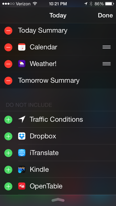 iPhone widgets