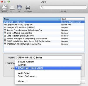 cannot find driver or options for epson printer on mac