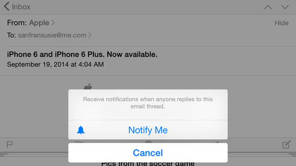 mail ios8 notify