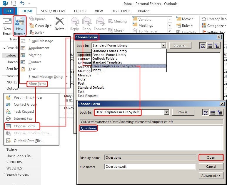 Outlook Retrieving Templates From Server