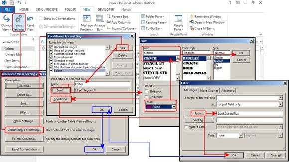 microsoft outlook f7 define conditional formatting