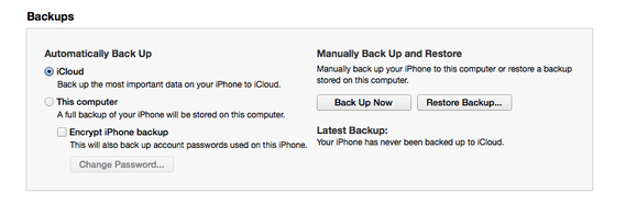 new iphone backup itunes