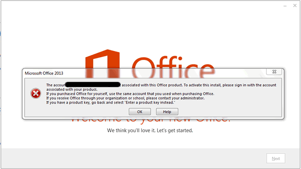 microsoft office 2016 activation problem