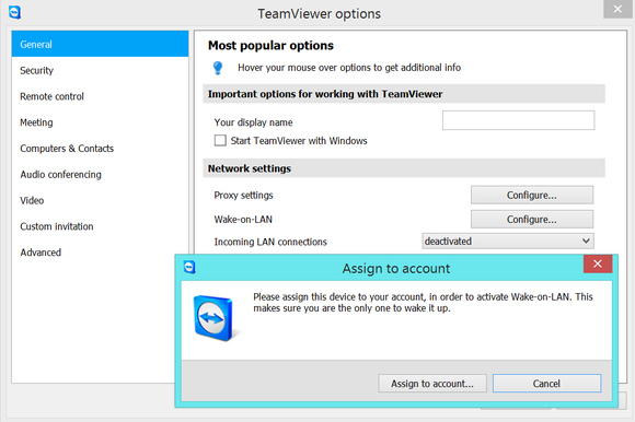 teamviewer wake on lan setup