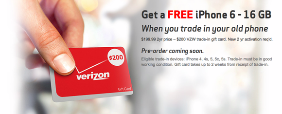 verizon iphone 6 6 plus free trade