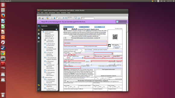 1.2 adobe reader on linux with pdf forms