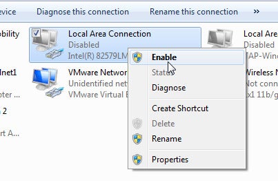 local area connection disabled