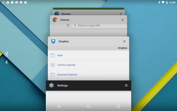 Android 5.0 Lollipop Recents carousel