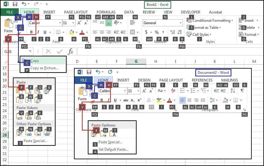 how tosee a hot keys in word