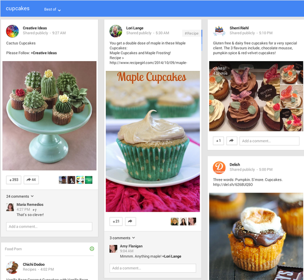 Google+ cupcakes discussion