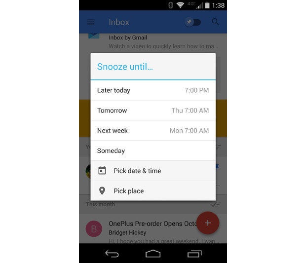 google gmail snooze feature