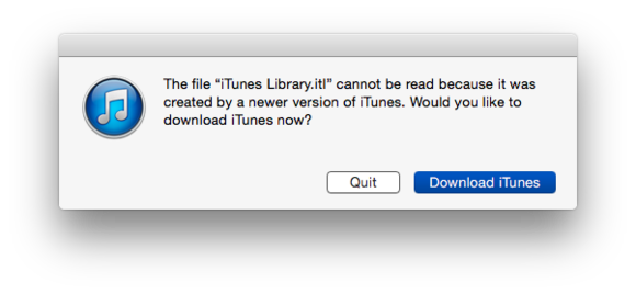 itunes library incompatible