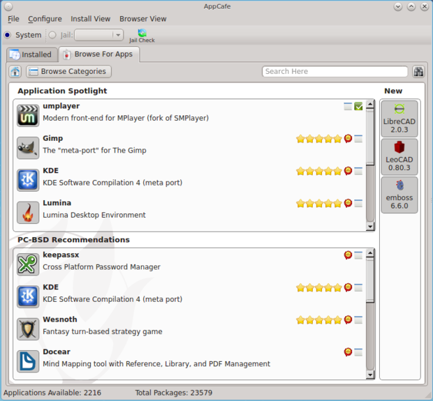 pc bsd 10.0.3 appcafe browse for apps