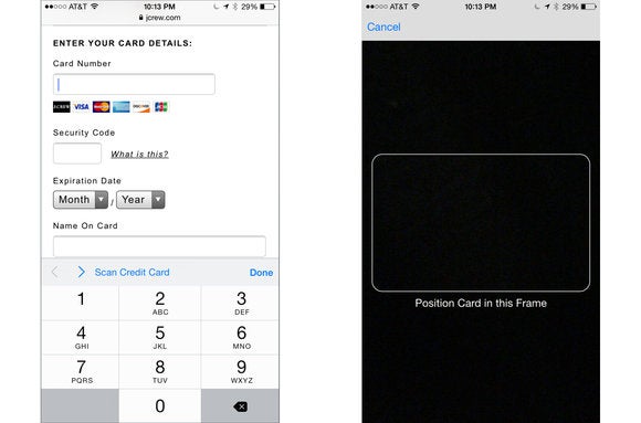 safari ios8 credit card scan