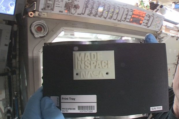 3D printed face plate in space