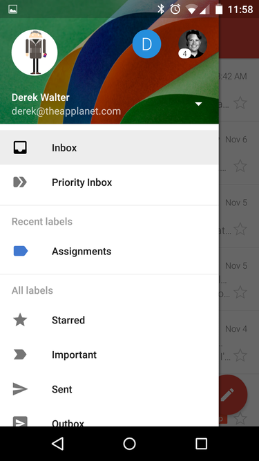 gmail slide out menu