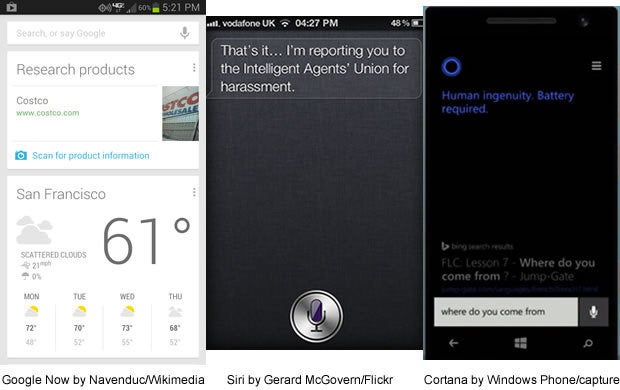 Google Now, Siri, Cortana AI in action