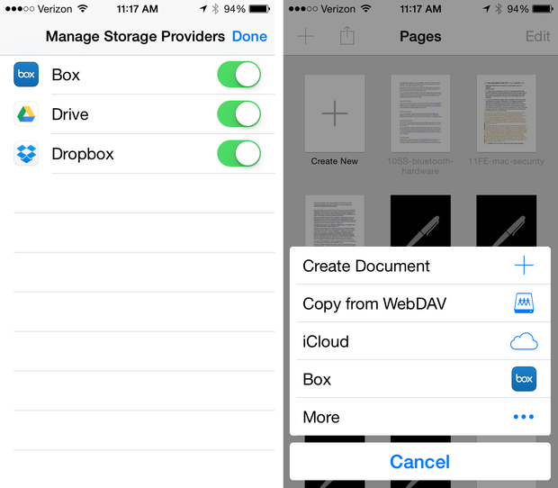 iOS 8.1 cloud file manager