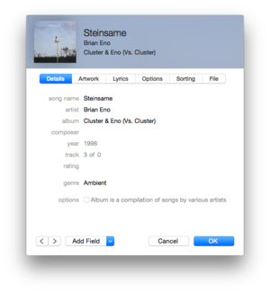 itunes 12 info window