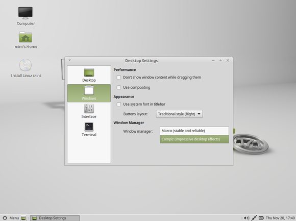 linux mint 17.1 choose compiz