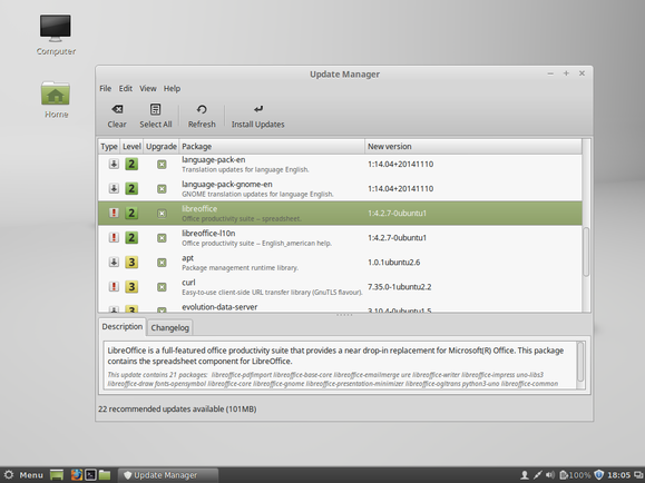 linux mint 17.1 update manager on cinnamon