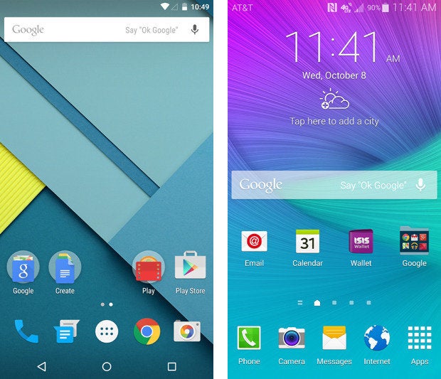 Nexus 6 vs Galaxy Note 4 User Interface