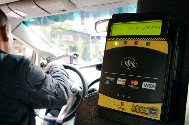 NFC terminal in a taxi