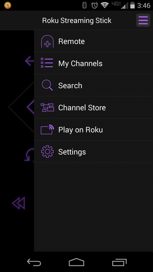 roku remote app menu