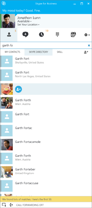 skype for business Microsoft contacts