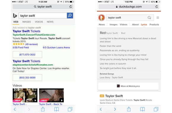 taylor bing duckduckgo