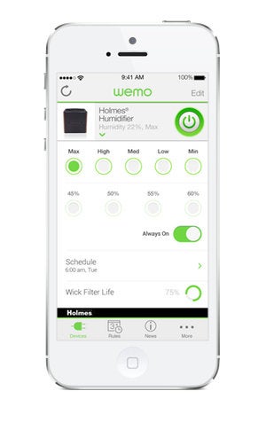 wemo humidifier screen