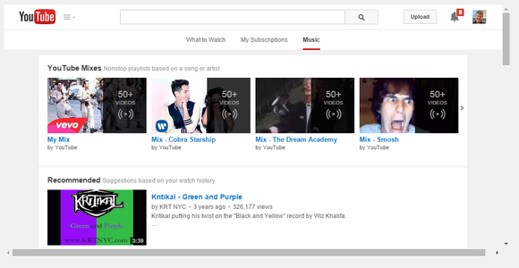 youtube music key suggested songs
