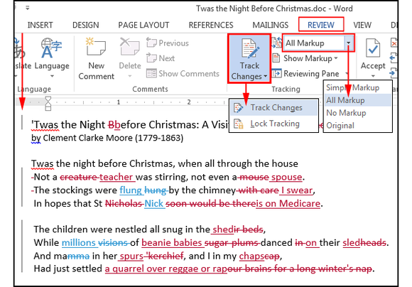 Microsoft Word Track Changes Off