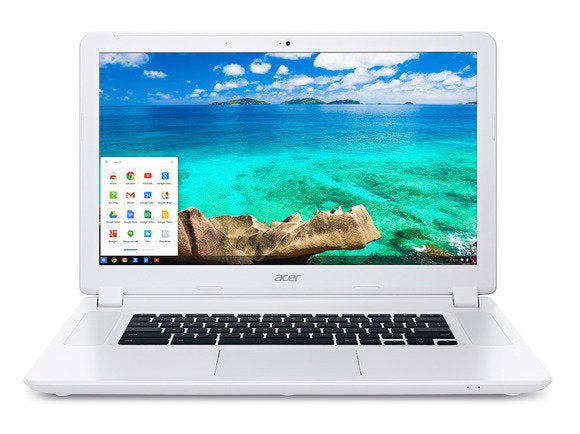acer chromebook 15 cb5 571 white front so with start bar