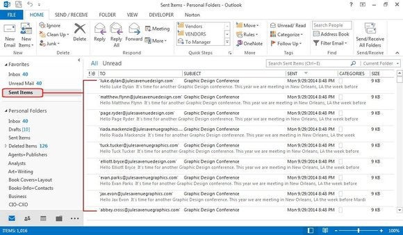 f4 review sent folder
