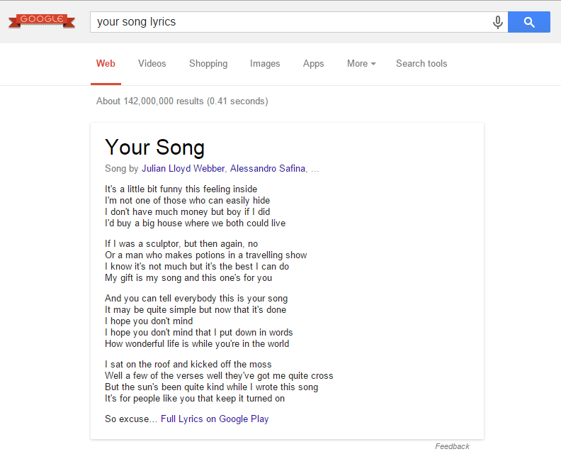 Google adds song lyrics to search results but it feels like a cheap