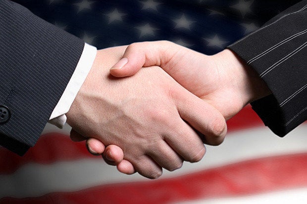 handshake us flag