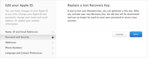 icloud replace key