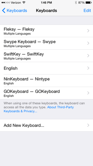 ios keyboard settings