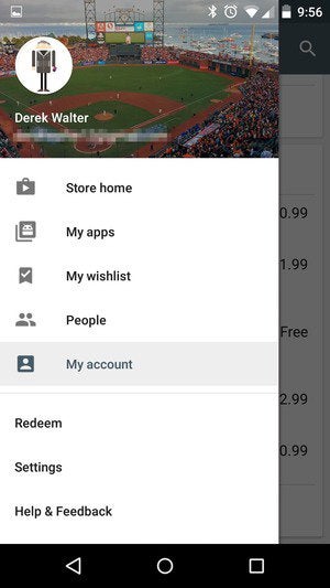 play store menu