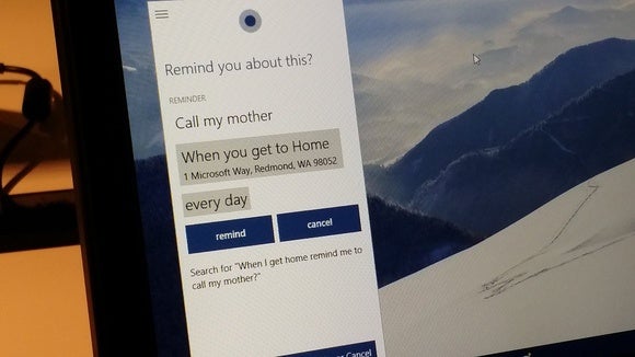 Windows 10 Cortana location reminder