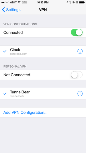 ios vpn settings