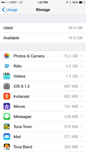 ios8 storage screenshot
