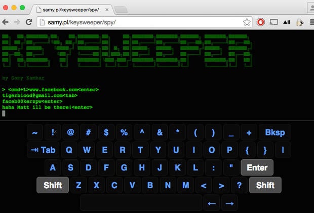 KeySweeper web-based tool for live monitoring of keystrokes
