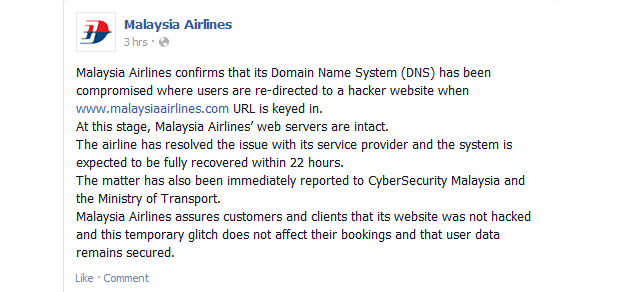 Malaysia Airlines said it was not hacked
