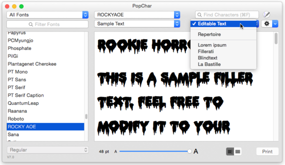 popchar editable text