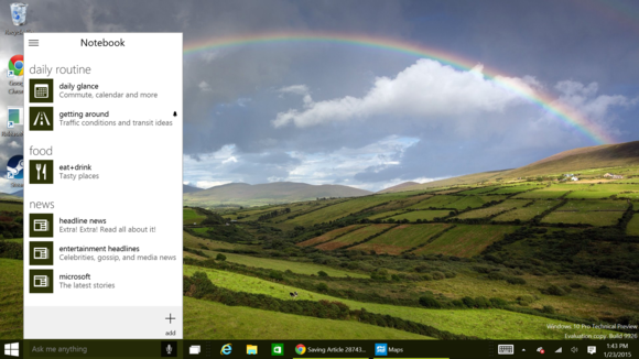 Microsoft Windows 10 Cortana notebook