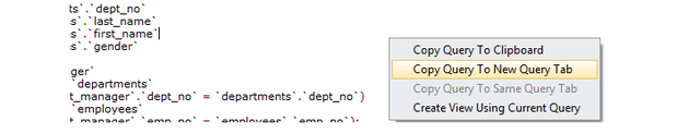 Copy SQL to new tab.