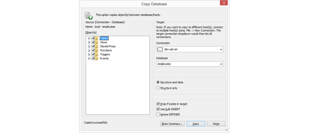 SQLyog's Copy Database tool